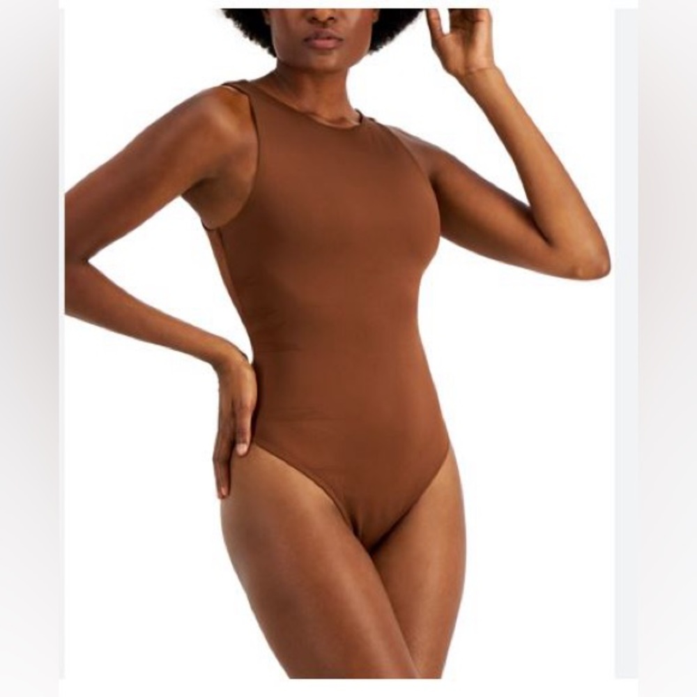 New Alfani High Neck Bodysuit Thong Down to Earth (Brown)